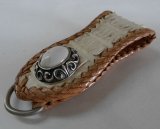 画像: 牛革×ワニ革クロコダイル白 ベルトループ silver925ホワイトターコイズコンチョ付