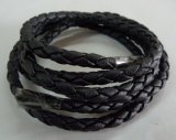 画像: 牛革4mm編み紐黒100cm レザークラフト材料