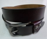 画像: 牛革 星スタッズ付レザーベルト　こげ茶