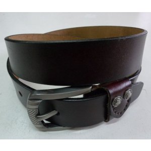 画像: 牛革 星スタッズ付レザーベルト　こげ茶