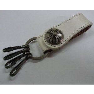 画像: 牛革ベルトループ4連キーホルダー ホワイト