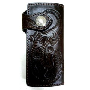 画像: 牛革カービングリザード　レザーウォレット