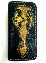 画像: 牛革×蛇革パイソンクロス　レザーウォレット