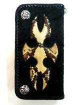 画像: 牛革×サメ革×蛇革パイソンmix　レザーウォレット