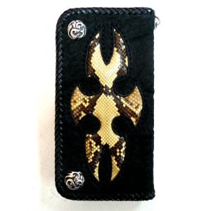 画像: 牛革×サメ革×蛇革パイソンmix　レザーウォレット