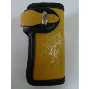 画像: 極厚牛革×カッティングスティングレイ　レザーウォレット