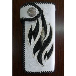 画像: 牛革×エイ革スティングレイmix黒　レザーウォレット　