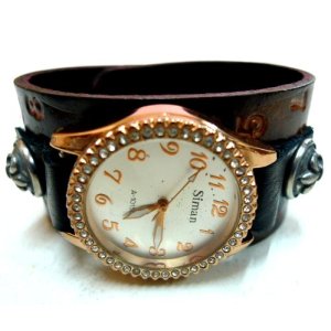 画像: 牛革ナンバー型押しレザーブレスウォッチ　