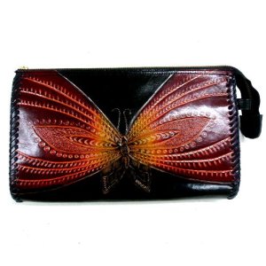 画像: 牛革ちょうちょ型押しセカンドバッグ