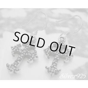 画像: シルバーピアス　クロスブラックジルコニア