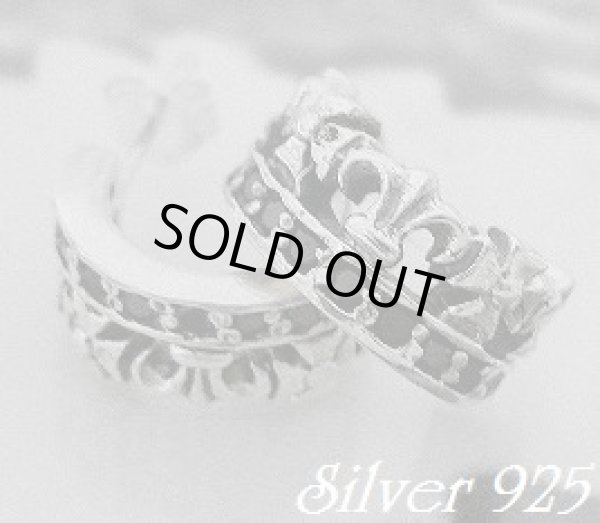 画像1: シルバーピアス ブラックジルコニア クラウン