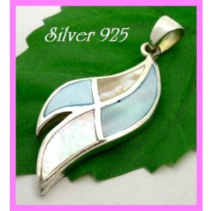 画像: シェルペンダントO　ブルーイエロー