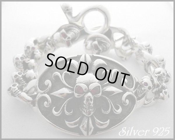 画像1: ヘビー級トラビススカルブレス　レッドジルコニア