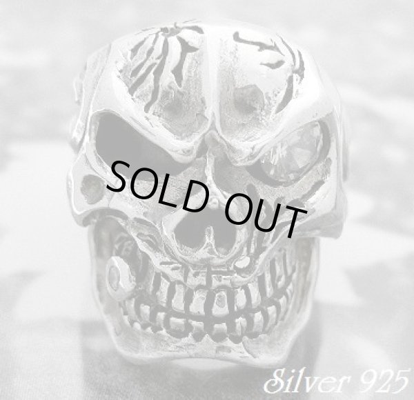 画像1: ギャングスカルリング クリアジルコニア