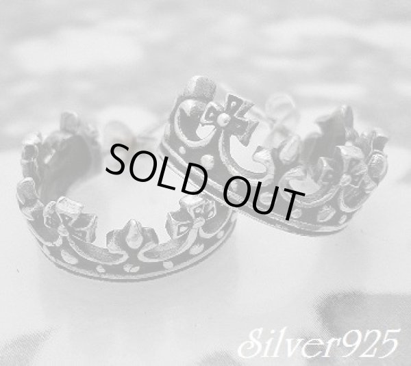 画像1: シルバーピアス　クラウン