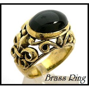 画像: Brassユリ透かしオーバルオニキスリング