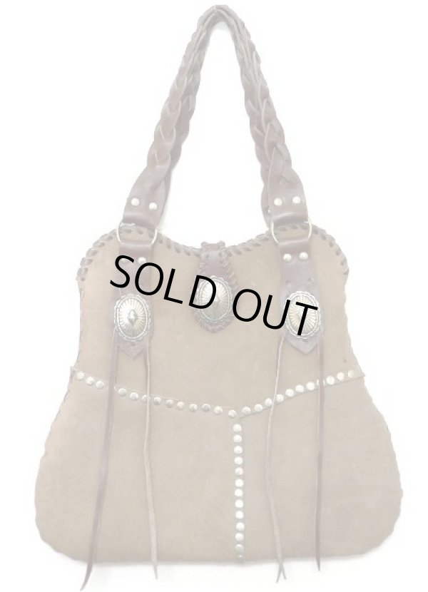 画像1: 牛革スタッズウエスタントートバッグ　難有り