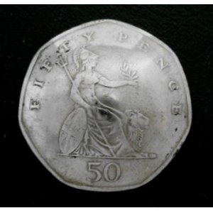 画像: イギリス５０ペンスb　コインコンチョ　直径27mm