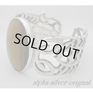 画像: 【alpha silver】サイドスコーピオン天然石タイガーアイバングル