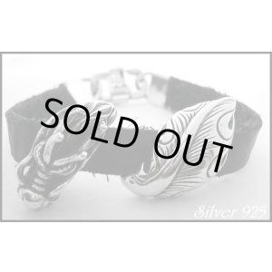 画像: シルバードラゴン×牛革コンビ　レザーブレス