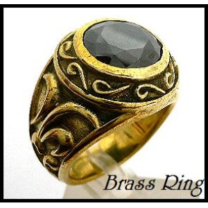 画像: Brassサークルカットオニキスリング