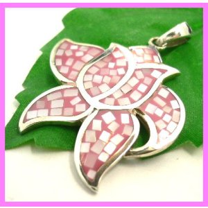 画像: シェルペンダント　花ピンク