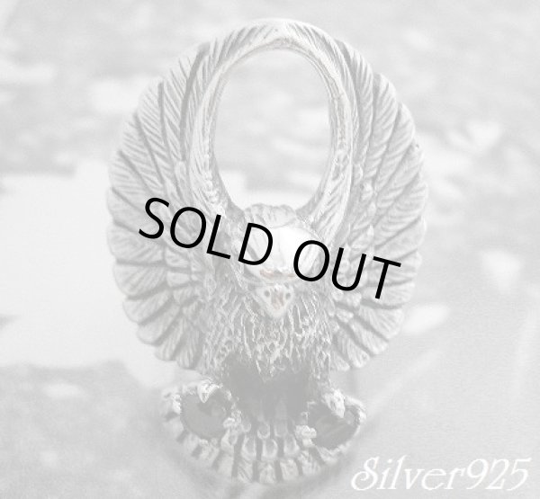 画像1: 大鷲ジルコニアキャッチ大羽根イーグルリング