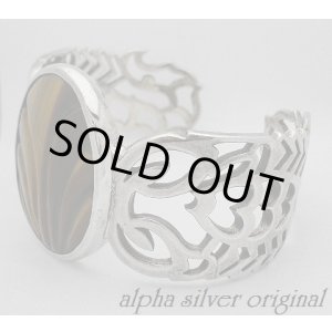 画像: 【alpha silver】サイドスコーピオン天然石彫りタイガーアイバングル