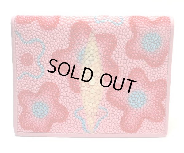 画像1: エイ革スティングレイ　カードケース花柄　