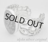 画像: 【alpha silver】サイドスコーピオン天然石スノーフレークオブシディアンバングル
