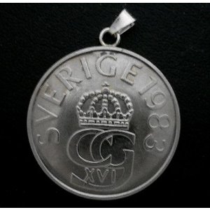 画像: スウェーデン５クローナ　コインペンダント　28mm