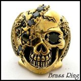 画像: Brassパイレーツスカルオニキスリング