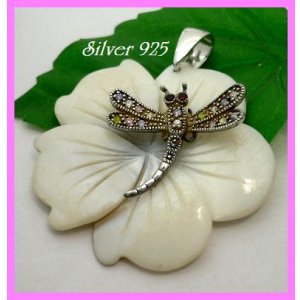 画像: シェルペンダント　花とんぼ
