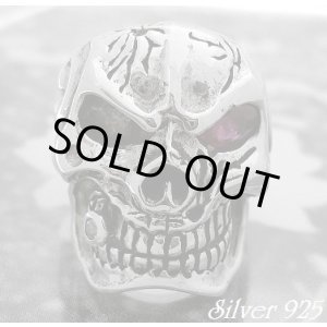 画像: ギャングスカルリング レッドジルコニア