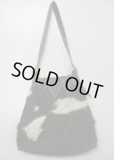 画像: 牛革×本ハラコ両面スタッズ肩掛けハンドバッグ