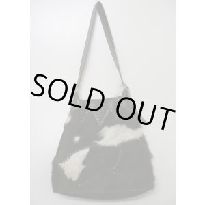 画像: 牛革×本ハラコ両面スタッズ肩掛けハンドバッグ