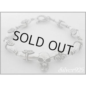 画像: シルバーパーツ連結スカルヘッドブレス