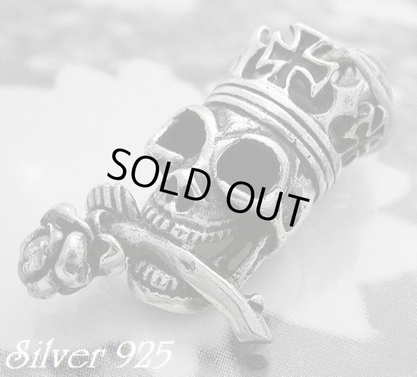 画像1: クラウン薔薇スカル　ジルコニア　トップ 