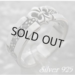 画像: 百合紋ブラックジルコニアラインリング