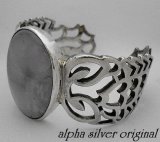 画像: 【alpha silver】サイドスコーピオン天然石アメジストバングル
