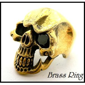 画像: Brassカットオニキス入りスカルリング