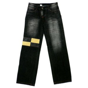 画像: 【アウトレット】ダメージワイドブラックジーンズ　サイズS/L