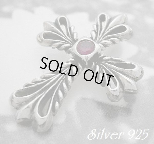 画像1: レッドジルコニア付クロス　トップ