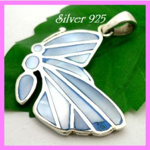 画像: シェルペンダント　蝶ブルー