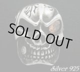 画像: オレンジジルコニア入りギャングスカル　コンチョ　直径　25mm