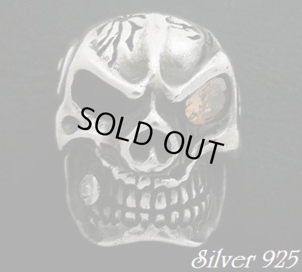 画像1: オレンジジルコニア入りギャングスカル　コンチョ　直径　25mm