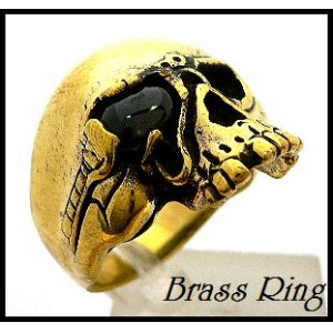 画像: Brassオニキス入りスカルリング