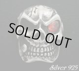 画像: レッドジルコニア入りギャングスカル　コンチョ　直径　25mm