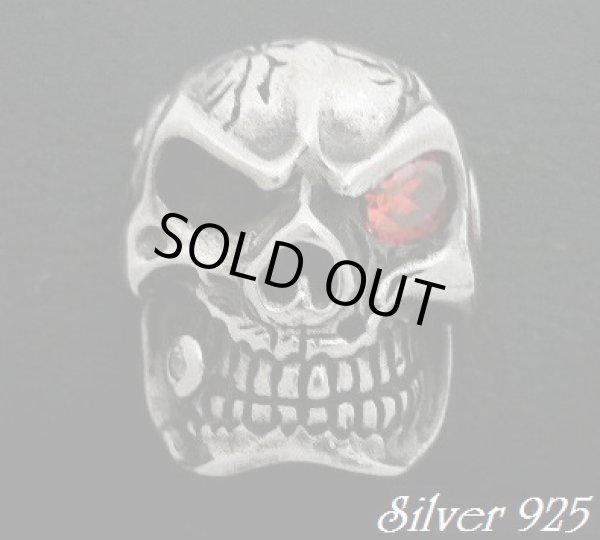 画像1: レッドジルコニア入りギャングスカル　コンチョ　直径　25mm