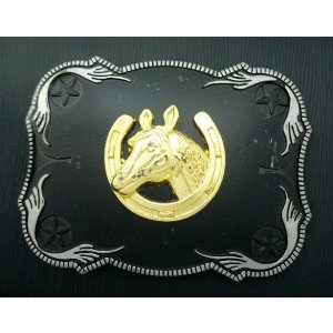 画像: メタルバックル　馬蹄シールド